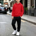 thumbnail image 4 of BXJX Boys Outfit Sets, Long Sleeve School Running 2 Piece Hoodies and Joggers Sets with Pockets Red Size 14-15 T, 4 of 5