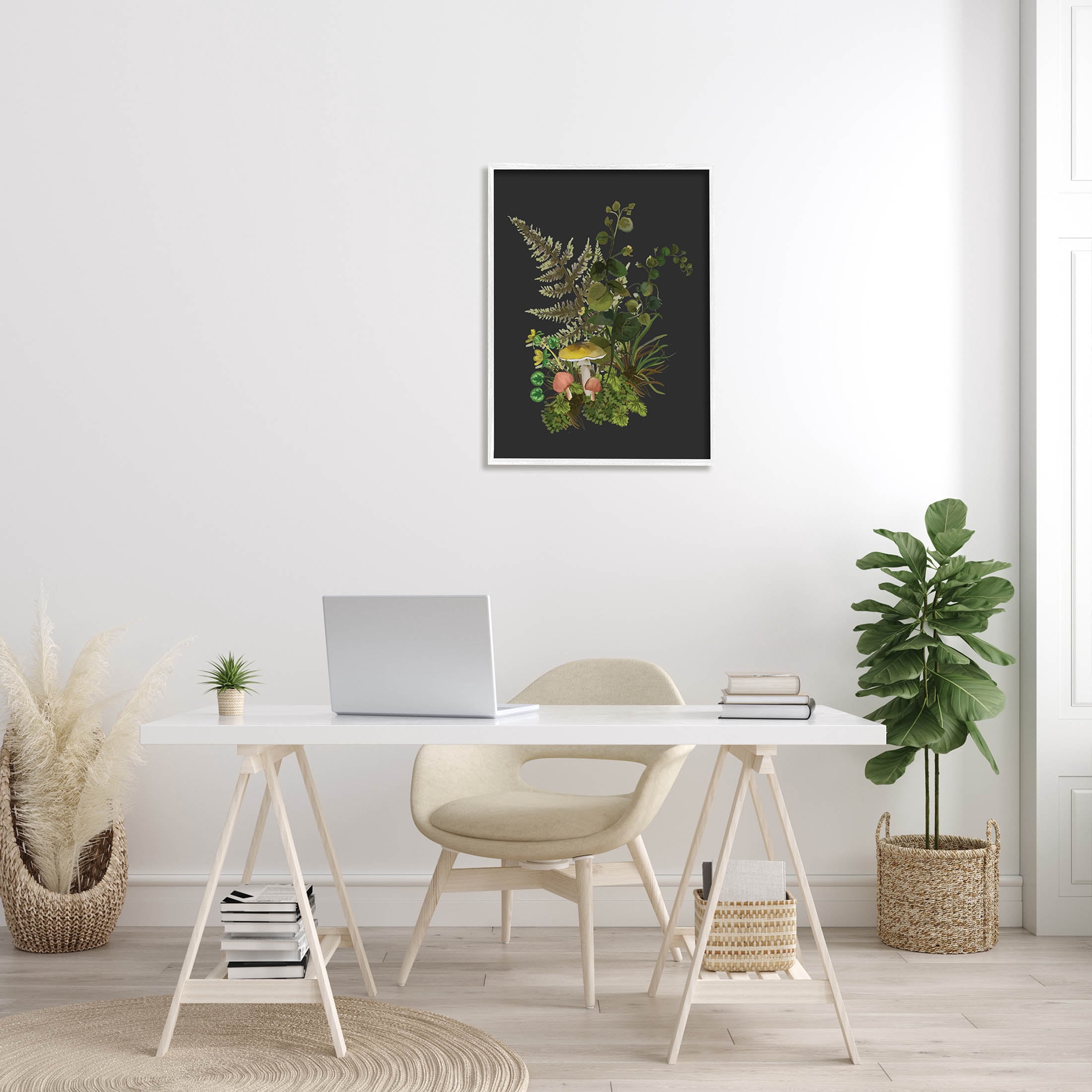 Forest Herbs Sprouting Nature Botanical & Floral Graphic Art White Framed Art Print Wall Art