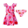thumbnail image 3 of Kids Girls Rash Guard Swimwear Ruffle Floral Pattern Long Sleeve Sun Protection Athletic Bathing Suits 4-5 Years Girls Clothing, 3 of 9