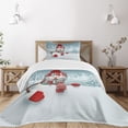thumbnail image 3 of Ambesonne Snowman Quilted Bedspread Set 2 Pcs, Smiling 3D Mascot Trees, Twin Size, Multicolor, 3 of 6