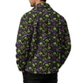 thumbnail image 6 of GrmtClth Retro Mens Halloween Jack O Lantern Trucker Jacket Long Sleeve Snap Buttons Relaxed Cut Halloween Travel Outerwear Dark Purple 3XL, 6 of 6