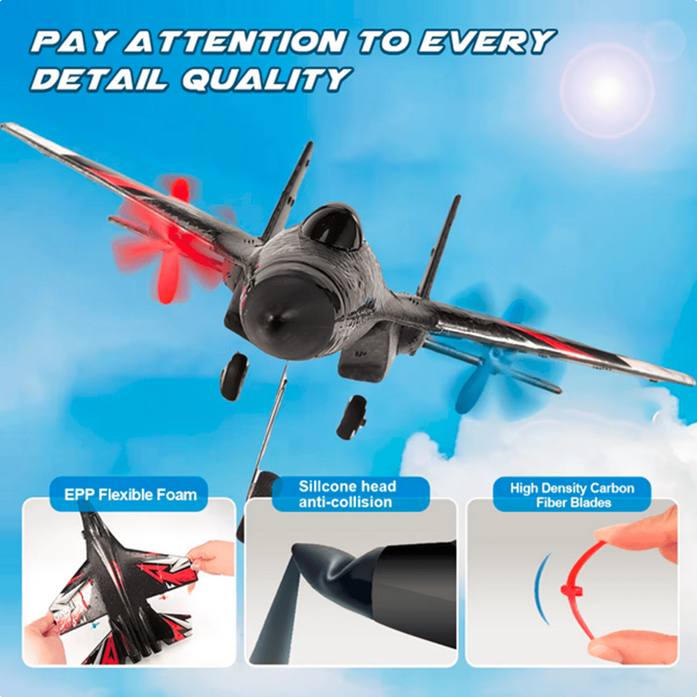 Roofworld RC Plane SU27 2.4G Remote Control with LED Lights for Children and Adults