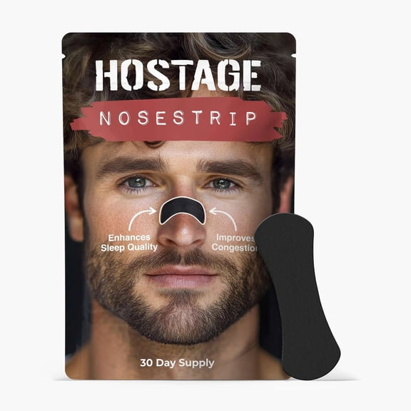 Hostage Tape Nasal Strips for Sleeping 30 Count, Stop Snoring, Nasal Congestion Relief, Drug-Free, Hypoallergenic, Fits All Nose Shapes