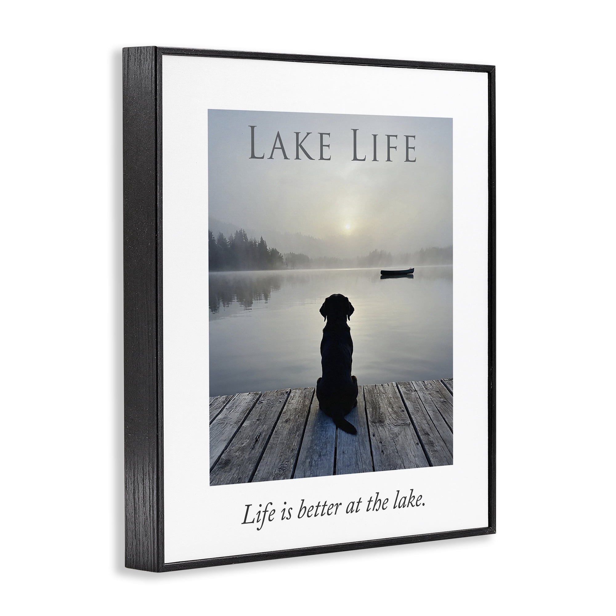 Stupell Industries Lake Life with Dog Black Framed Giclee Art, design by A Barefoot Stylist