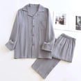 thumbnail image 2 of FAHXNVB Men's Cotton Pajama Sets Long Sleeve Button Down Notched Collar Sleepwear Tops and Pjs Pants Sets Soft Lounge Pjs with Pockets, 2 of 3