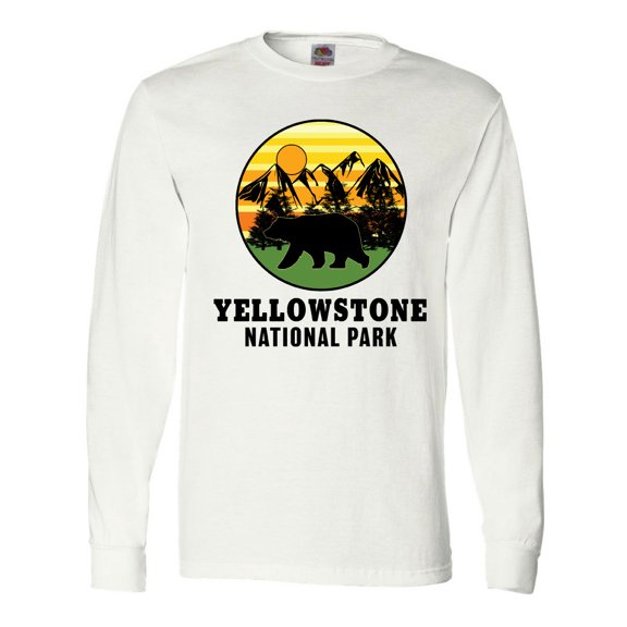 Inktastic Yellowstone National Park with Bear Mountains and Trees Cricle Long Sleeve T-Shirt