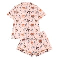 thumbnail image 5 of Breezora Womens Short Sleeve Button Down Pajama Set with Pumpkin Print Shorts Halloween Casual Fall Sleepwear Lounge Comfort Night Tee, 5 of 5