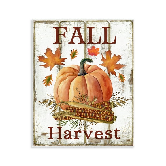 Stupell Industries Fall Harvest Pumpkin & Corn Holiday Painting Unframed Art Prints Wall Art, 11 x 14