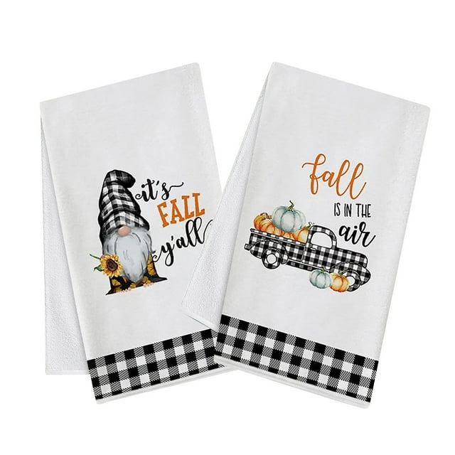 asddcavvf 2PCS Welcome Fall Kitchen Welcome Hand Towels Rag Maple Leaves Pumkin Flowers Dishcloth Home Soft Autumn Bathroom Towels Large Beach Towels Oversized 40 X 80 Thick Absorbent Bath Towels