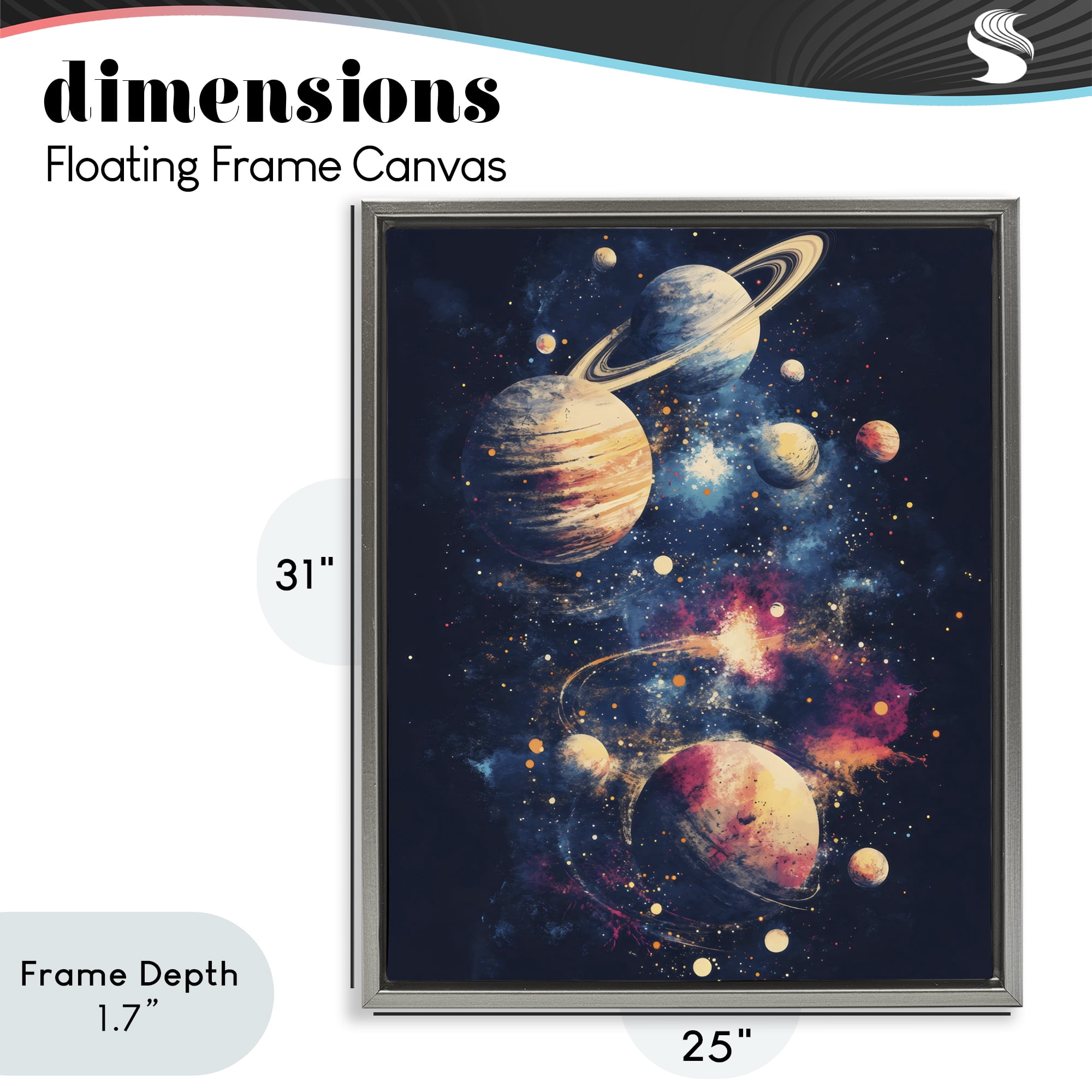 Stupell Industries Cosmic Planet Curiosities Gray Framed Floater Canvas Wall Art, design by Creative Studio