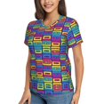thumbnail image 2 of Vsdgher Cassette Tapes Women Shirts V Neck Short Sleeve Tops T-Shirt Basic Tees, S to 3XLXX-Large, 2 of 5