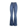thumbnail image 6 of Retro High Waist Bell Bottom Jeans Womens High Waist 5-Buttons Skinny Flared Denim Long Pants Bootcut Jean Trousers (Large, Sky Blue), 6 of 6