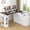 White, variant on Timagebreze Height Adjustable L-Shaped Desk with Built-in Power Outlet,55"x47" Electric Standing Desk with Drawers & Shelves for Gaming & Work,White