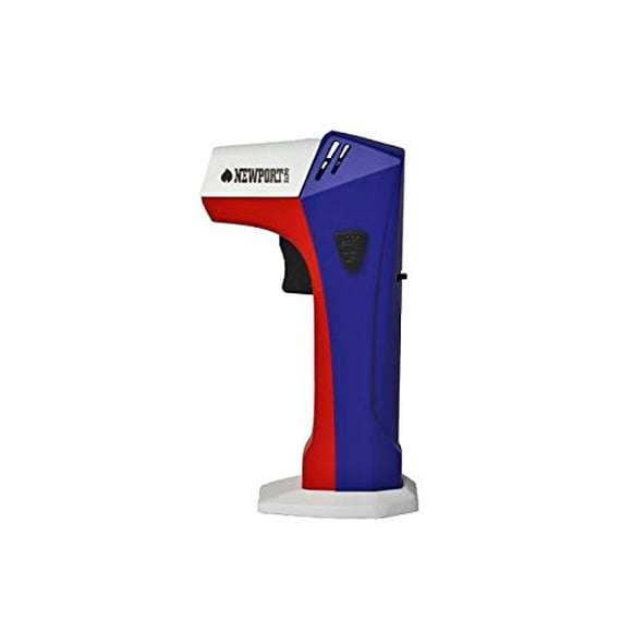 Newport Zero DF-117 Professional Blow Torch Refillable Kitchen Butane Torch Lighter with Safety Lock and Adjustable Flame for Desserts, Creme Brulee, BBQ and Baking (Red, White, Blue)