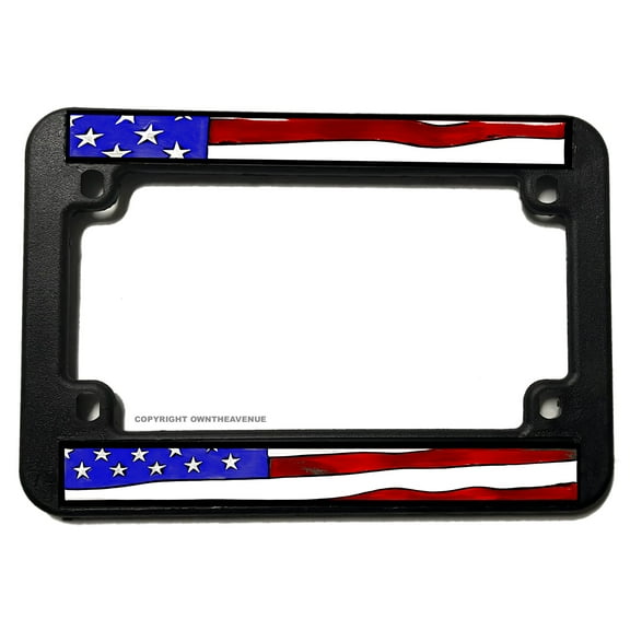USA American Flag Wavey Art Style Motorcycle License Plate Frame