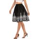 thumbnail image 1 of Love Welove Fashion Mujer Verano Algodón A-Line Acampanado Bordado Hasta la rodilla Forrado Hasta la rodilla Falda Negro con bordado blanco Tamaño mediano, 1 of 5