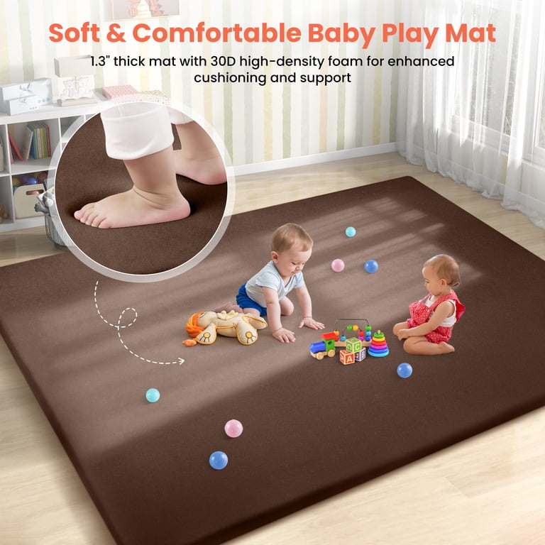 Babyeap Extra Thick Baby Play Mat, 73" x 50" with Washable Cover photo 4