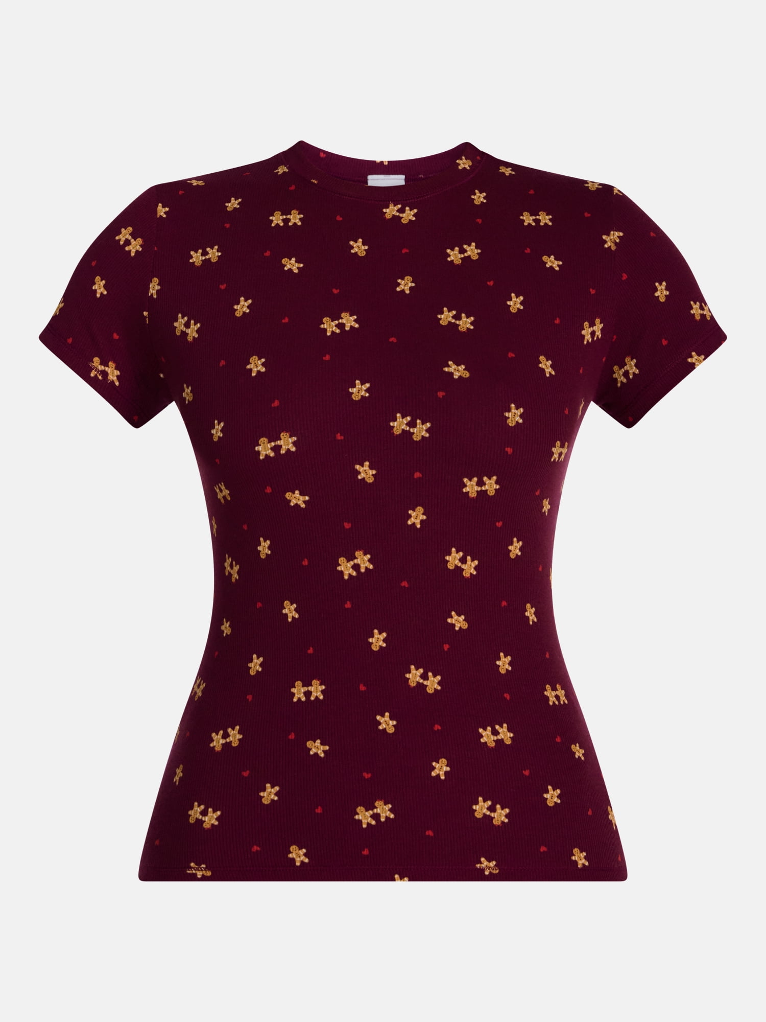 No Boundaries Cotton Stretch Ribbed Tee with Short Sleeves, Women's XS-3XL