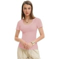 thumbnail image 3 of Women Short Sleeve Scoop Neck Tops Shirts Fitted Summer Tshirt Tee, 3 of 6