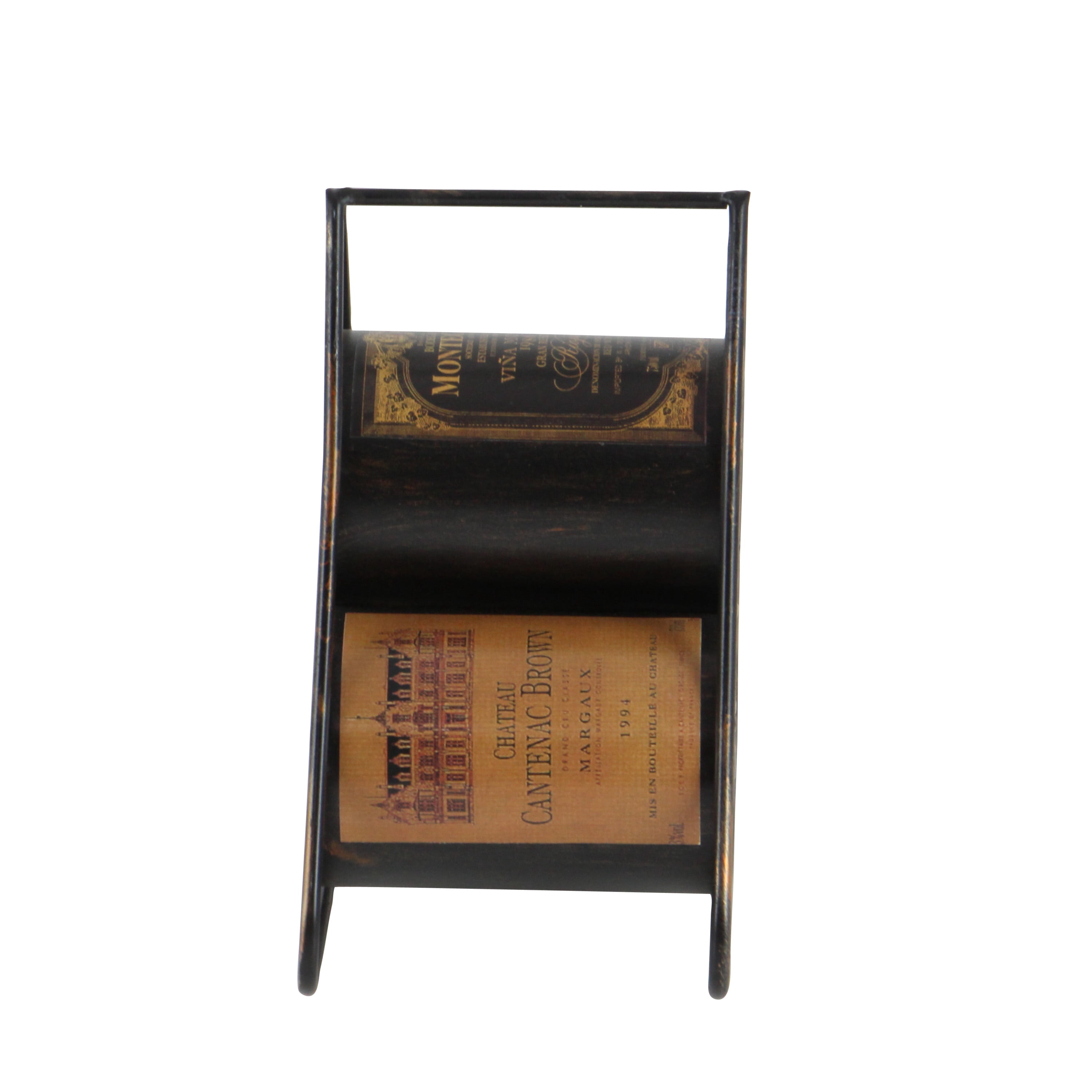 DecMode 11" x 10" Black Metal 3 Bottles Wine Rack, 1-Piece