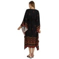 thumbnail image 4 of Bimba Womens Printed Rayon Cover-Up Caftan Long Kimono Maxi Dress Side Split Beach Kaftan Dress, 4 of 7