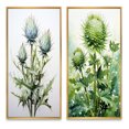 thumbnail image 2 of Designart "Green Thistle Majestic Thistle Painting II" Thistle Framed Wall Art Set Of 2 - Green Floral Framed Canvas Set For Living Room Decor, 2 of 7