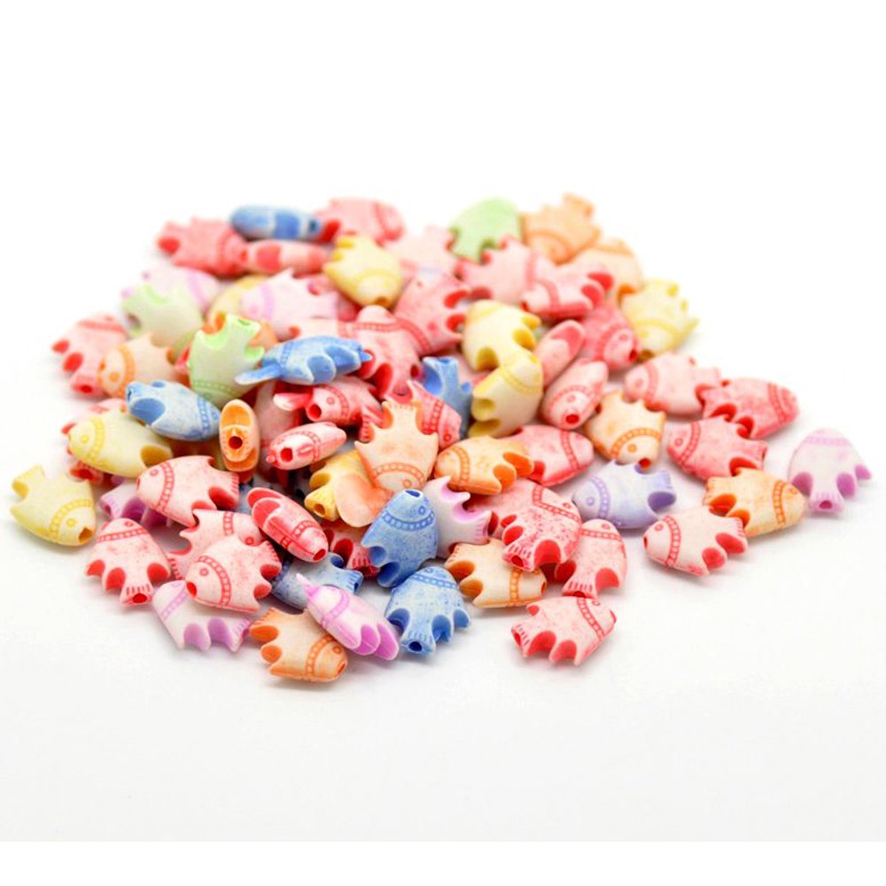 1000 Acrylic Multicolor Fish Beads 11mm x 9mm with 1.5mm Hole - Walmart ...