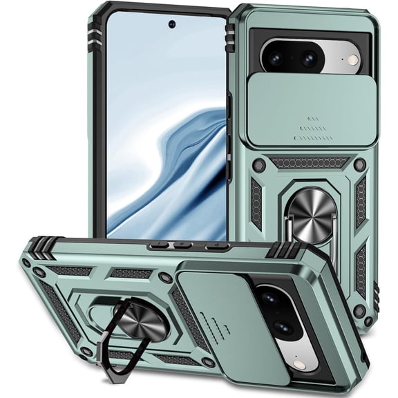 HCTian Military Grade for Google Pixel 8 Case for Google 8 Case with Kickstand Slide Camera Cover Protection Shockproof for Google Pixel 8 Phone Case
