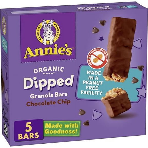 Annies Chocolate Dipped, Chewy Chocolate Chip Granola Bars, 5 Ct - Pack of 2