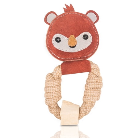 Pawpourri Owl Design Suede and Rope Chew Toy for Dogs and Cats