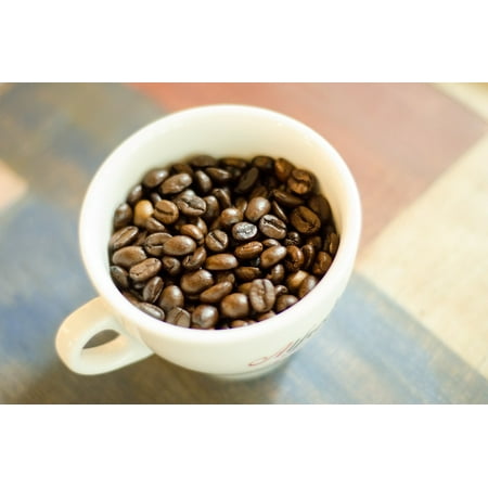 Canvas Print Cafe Cup Coffee Coffee Beans Coffee Bean Stretched Canvas 10 x