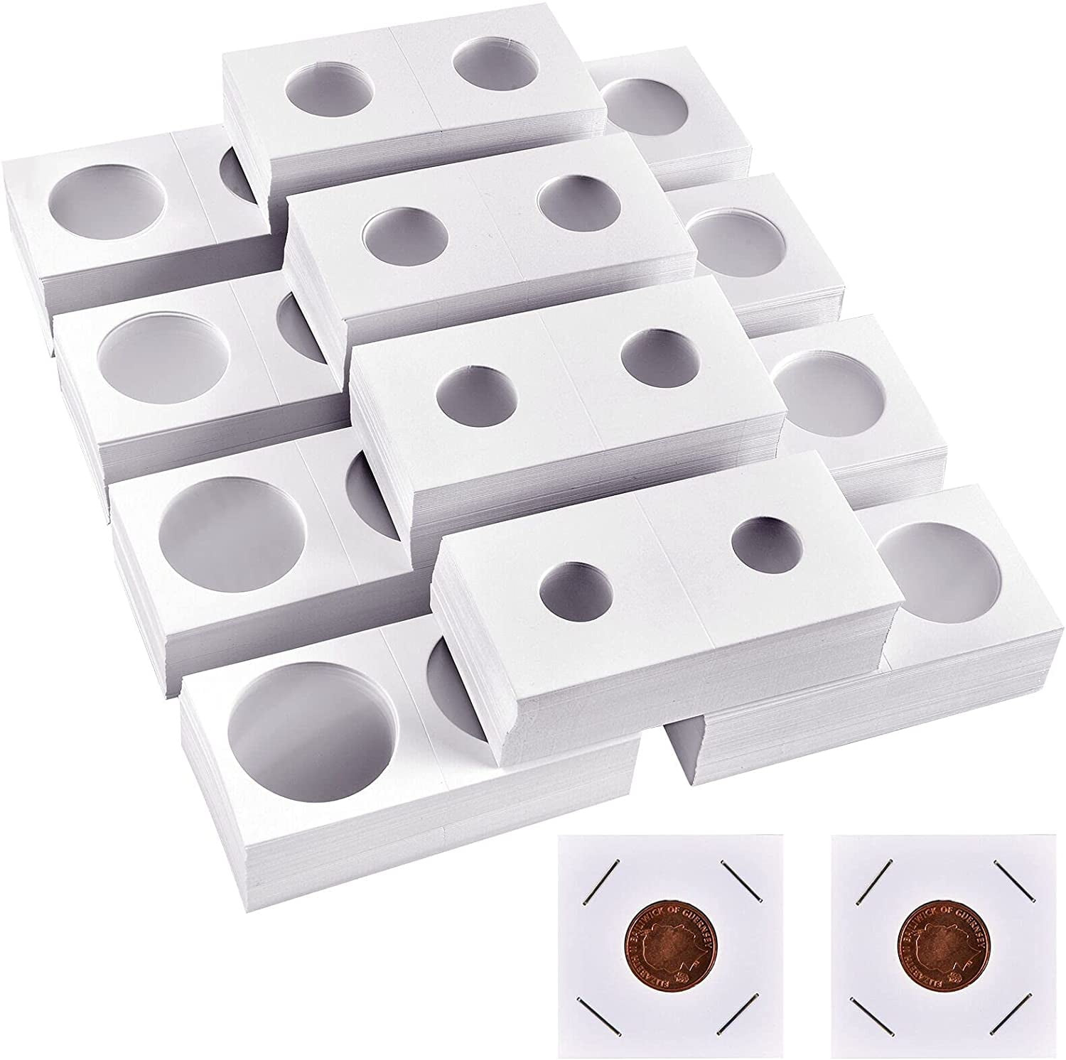 GCG31TN Nexxxi 300 Pcs Cardboard Coin Holder, 6 Sizes 2 x 2 Currency  Holders for Coin Collection Supplies (6-Size)