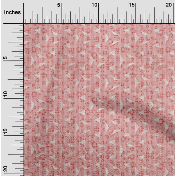 oneOone Cotton Cambric Pink Salmon Fabric Texture & Triangle Geometric Sewing Material Print Fabric By The Yard 56 Inch Wide