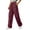 Wine, variant on Iyufng Elastic Drawstring Waist Straight Leg Pants for Women, Womens Casual Cargo Pants with Pockets