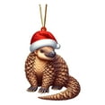 thumbnail image 2 of 2D Acrylic Flat Christmas Ornaments Home Decor Pendant Decoration, Festive Pangolin Shaped With Santa Hat Design, Lightweight Hanging Ornament For Christmas Trees Home Office, 2 of 5