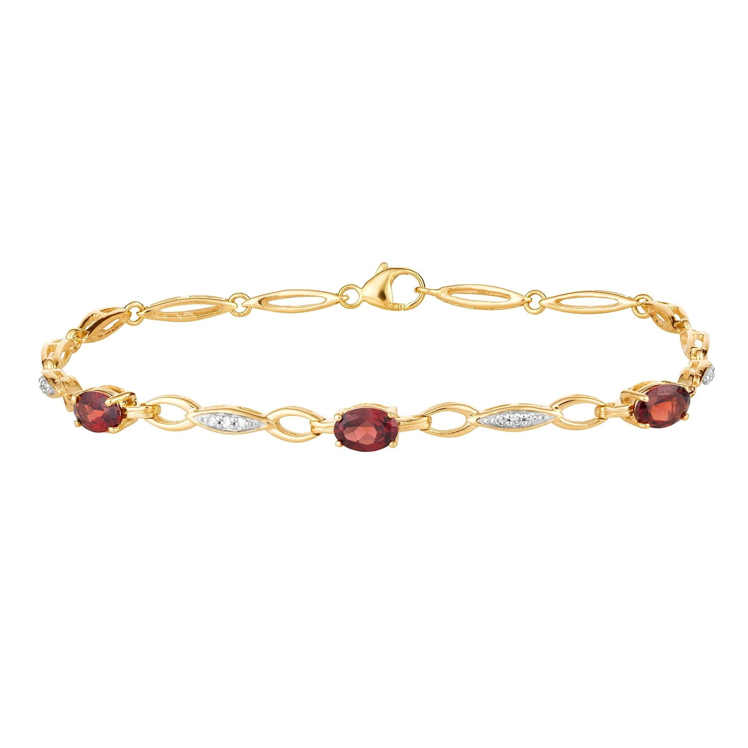 10k Gold Garnet & 1/10 Carat T.W. Diamond Bracelet