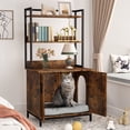 thumbnail image 2 of Litter Box Enclosure, Industrial Cat Cabinet with Shelves and Doors, Wood Pet Crate Hidden Cat Washroom for Most of Litter Box, Indoor Cat House Furniture, Rustic Brown, 2 of 7