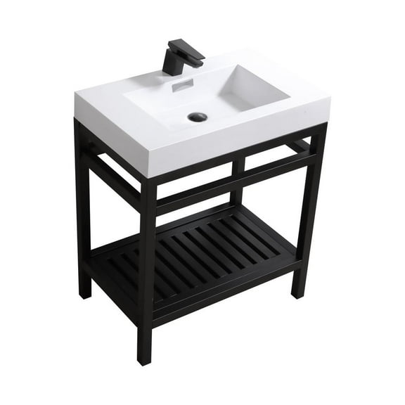 Kubebath Cisco 30" Stainless Steel Console with Acrylic Sink - Matt Black