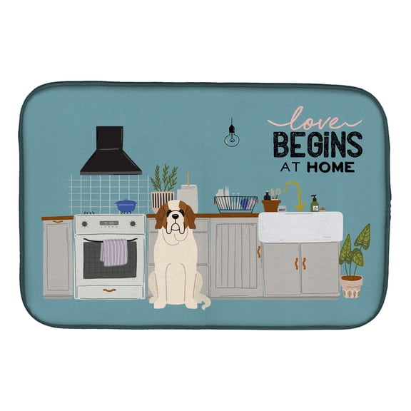 Saint Bernard Kitchen Scene Dish Drying Mat