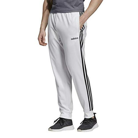 adidas Essentials Men's 3-Stripes Tapered Tricot Pants, White, Small