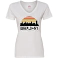 thumbnail image 3 of Inktastic Buffalo New York Skyline Retro Women's V-Neck T-Shirt, 3 of 5