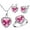 Pink, variant on Women Platinum Plated Purple Crystal Love Heart Pendant Necklace Promise Ring and Studs Earrings Jewelry Set for Birthday Gift T481