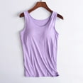 thumbnail image 2 of Women Summer Tops Women Solid Color Tops With Chest Pad No Steel Ring Cup Shirts Wide Strap Integrated Outerwear Yoga Sports Vest Camisole Sleep Set Top Athletic for Dressy Tunics Workout Light, 2 of 4