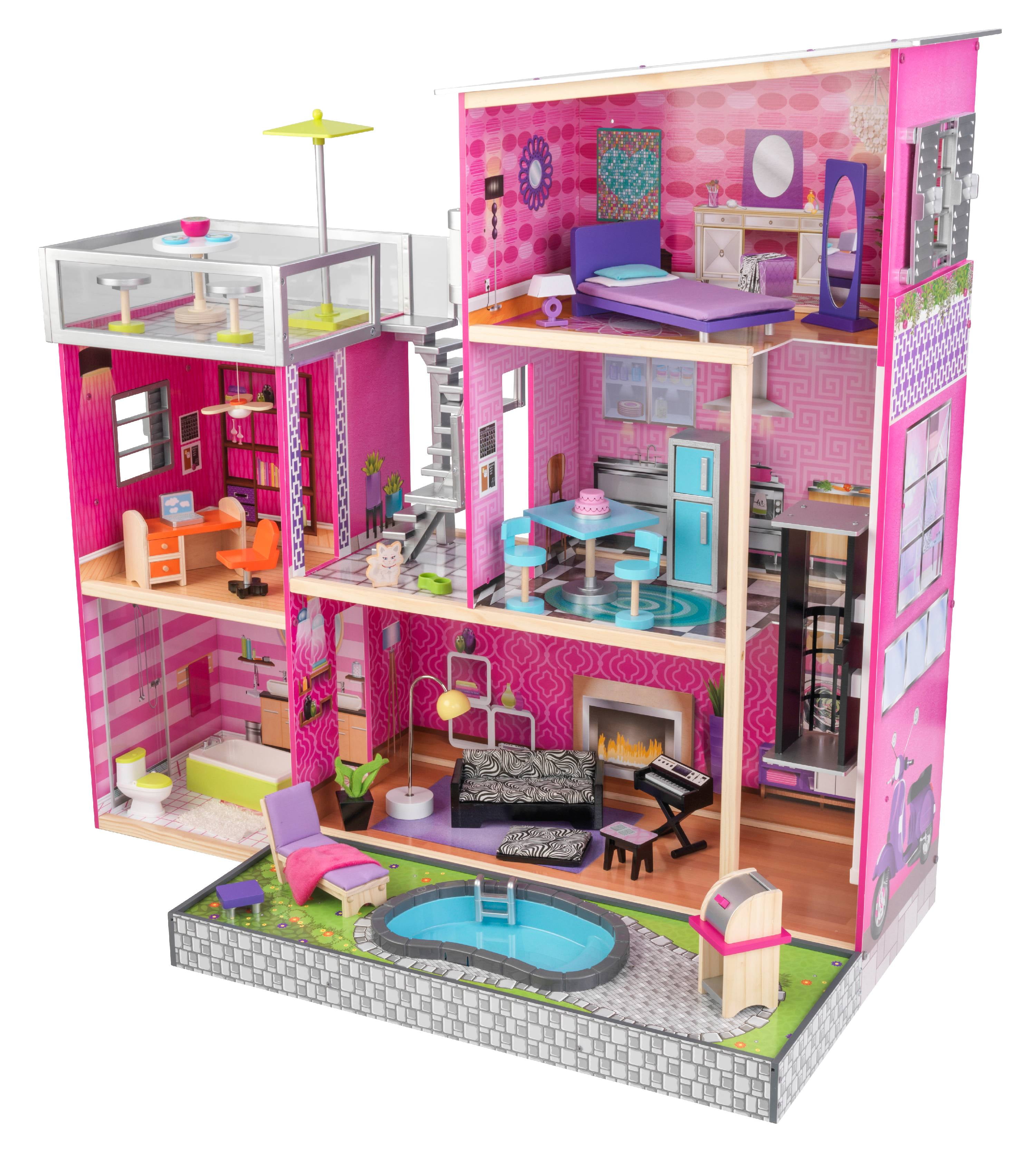 Uptown Wooden Dollhouse Doll House Kids 