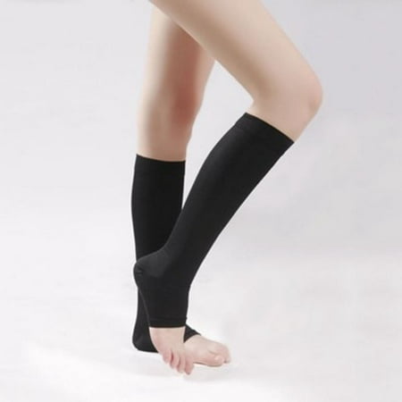 Knee High Compression Socks Support Stockings Open Toe for Women & Men (1 Pairs) 18-21 mmHg is Best Athletic, Running, Flight, Travel, Nurses,Relieves Pain and (Best Thing To Take For Knee Pain)