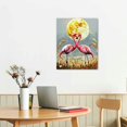 thumbnail image 3 of ONETECH  Pink Flamingo Wall Art Love Birds with Full Moon Pictures Canvas Prints Wildlife Landscape Painting for Bedroom Bathroom Decorations Christmas Gifts, 3 of 5
