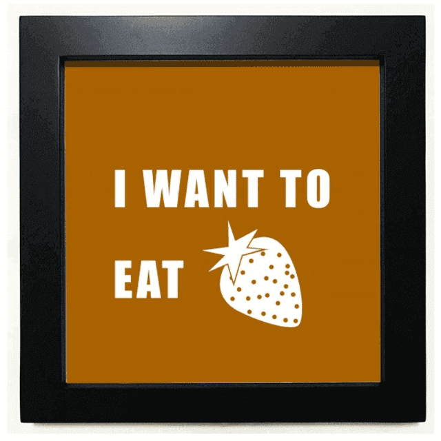 Eat Strawberry Desire Life Black Square Frame Picture Wall Tabletop