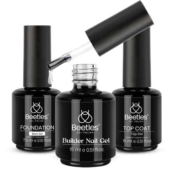 Set de gel para uñas Beetles Builder de 15 ml con capa superior y base, 3 unidades