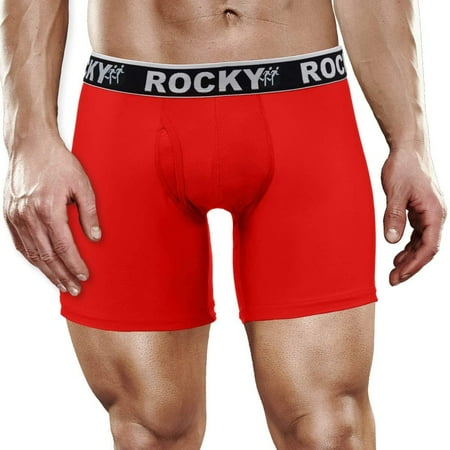 Rocky Performance Boxer Briefs - 2 Pack Men's Stretch Athletic Underwear, Red-2XL