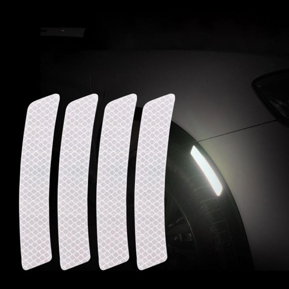 4pc White Super Reflective Carbon Fiber Side Door Edge Protective Guard Stickers